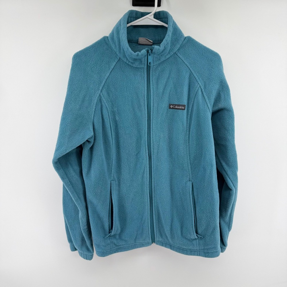 Columbia Benton Springs Full‎ Zip Fleece Jacket Teal Blue Womens Large Cozy